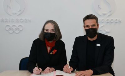 Delphine Ernotte, et Tony Estanguet, président du comité d’organisation de Paris 2024, signent un accord de diffusion