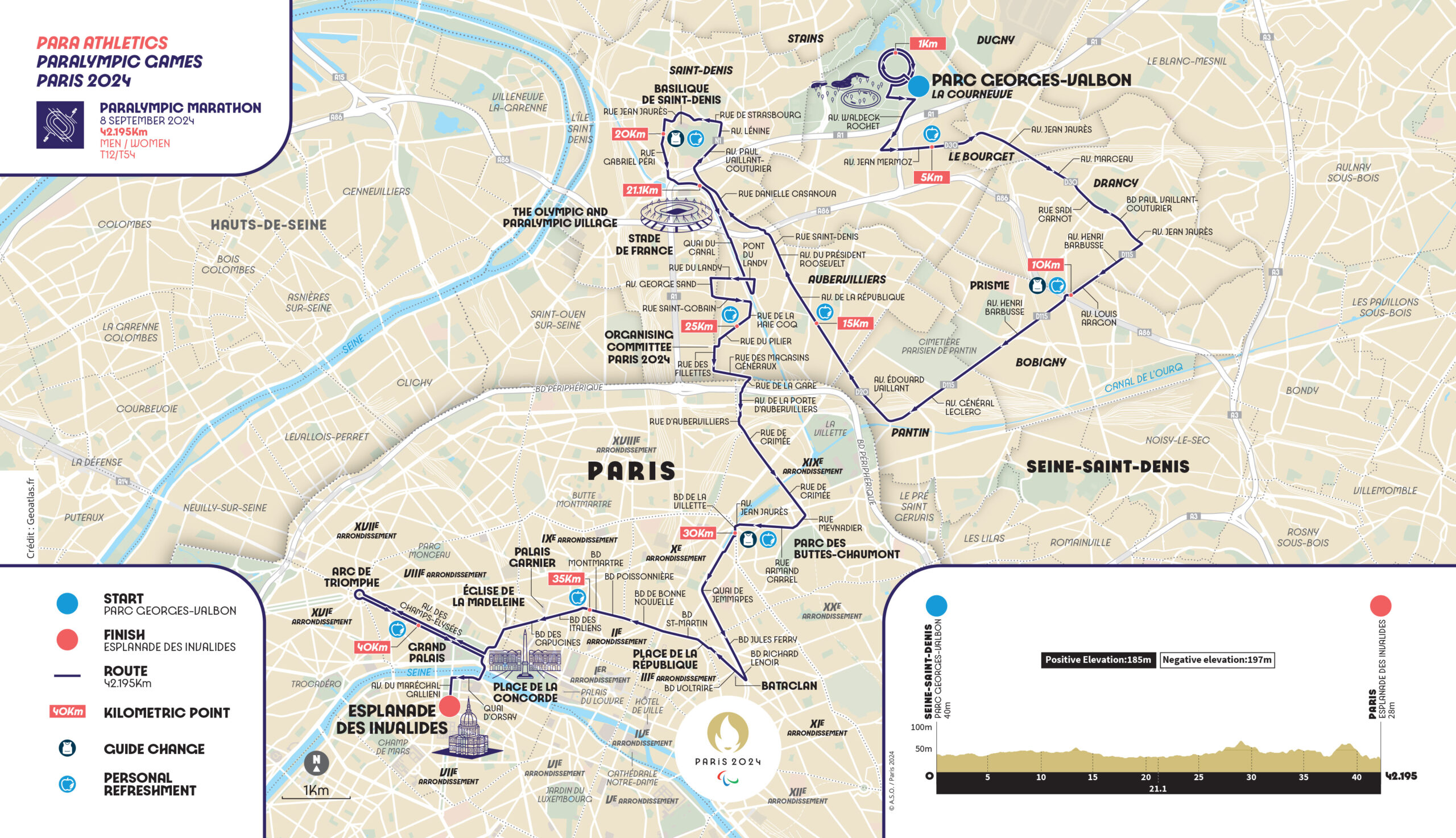 Paris 2024 Paralympic marathon and Para cycling routes