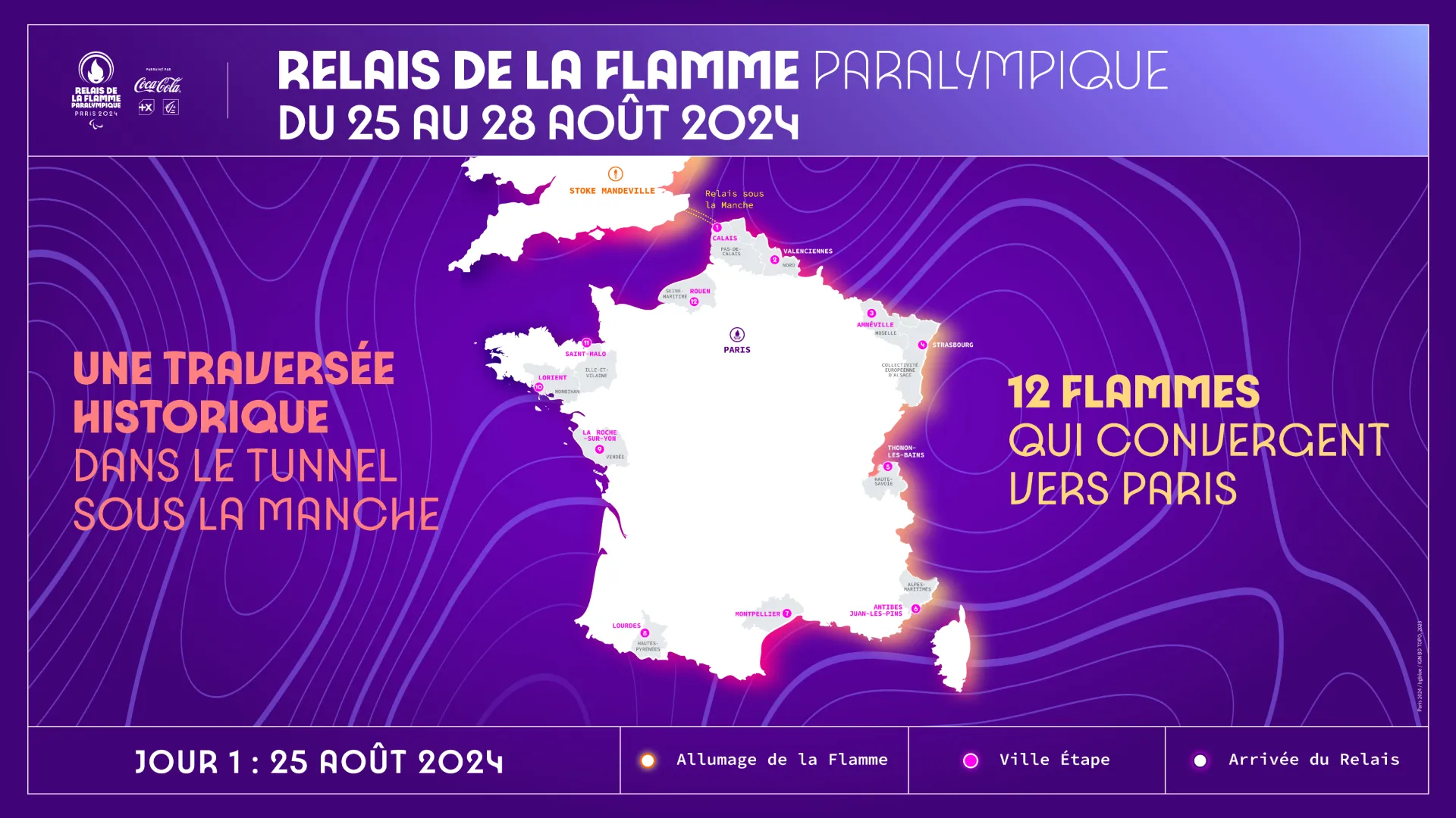 Carte de France en points à relier et suivi de la flamme olympique
